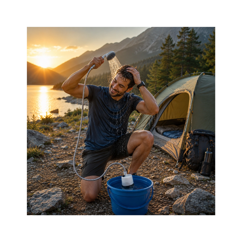 Douche Portable Rechargeable USB ☀️🚿 (Camping, Plage & Plein Air – Jet Puissant Autonome)