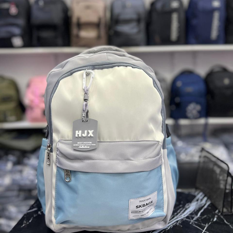 Sac à Dos SKBAGS Multi-Poches Imperméable (Bleu/Blanc) 🎒✨ (Design Moderne & Résistant)