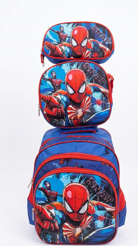 Pack Scolaire 3-en-1 Spider-Man 🕷️🎒 (Cartable à Roulettes + Sac Goûter + Trousse)