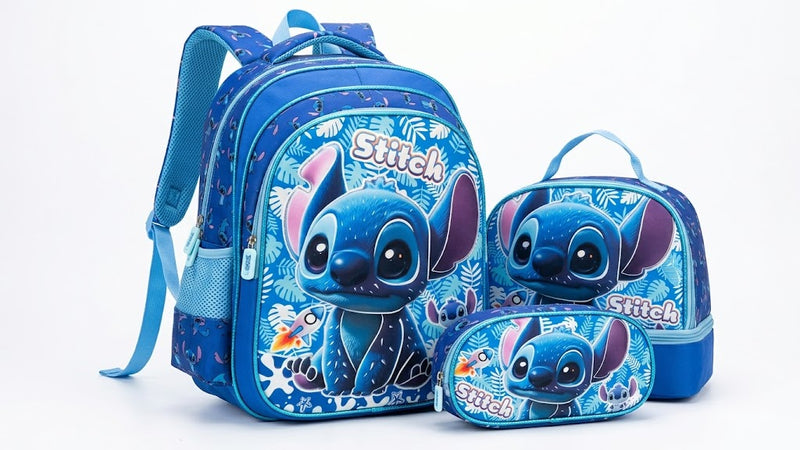 Pack Scolaire 3-en-1 Disney Stitch 🌺🎒 (Cartable + Sac Repas + Trousse Assortie)