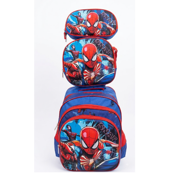 Pack Scolaire 3-en-1 Spider-Man 🕷️🎒 (Cartable à Roulettes + Sac Goûter + Trousse)