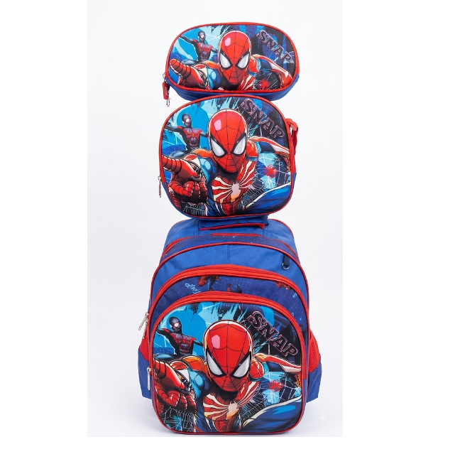 Pack Scolaire 3-en-1 Spider-Man 🕷️🎒 (Cartable à Roulettes + Sac Goûter + Trousse)