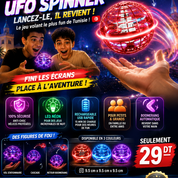 FlyNova UFO Spinner Volant Intelligent 🛸 (Bumerang & Cascades LED)